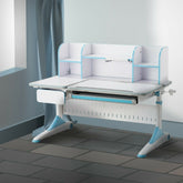 New Kids Study Blue desk with open Book shelf, Height adjustable table / desk
